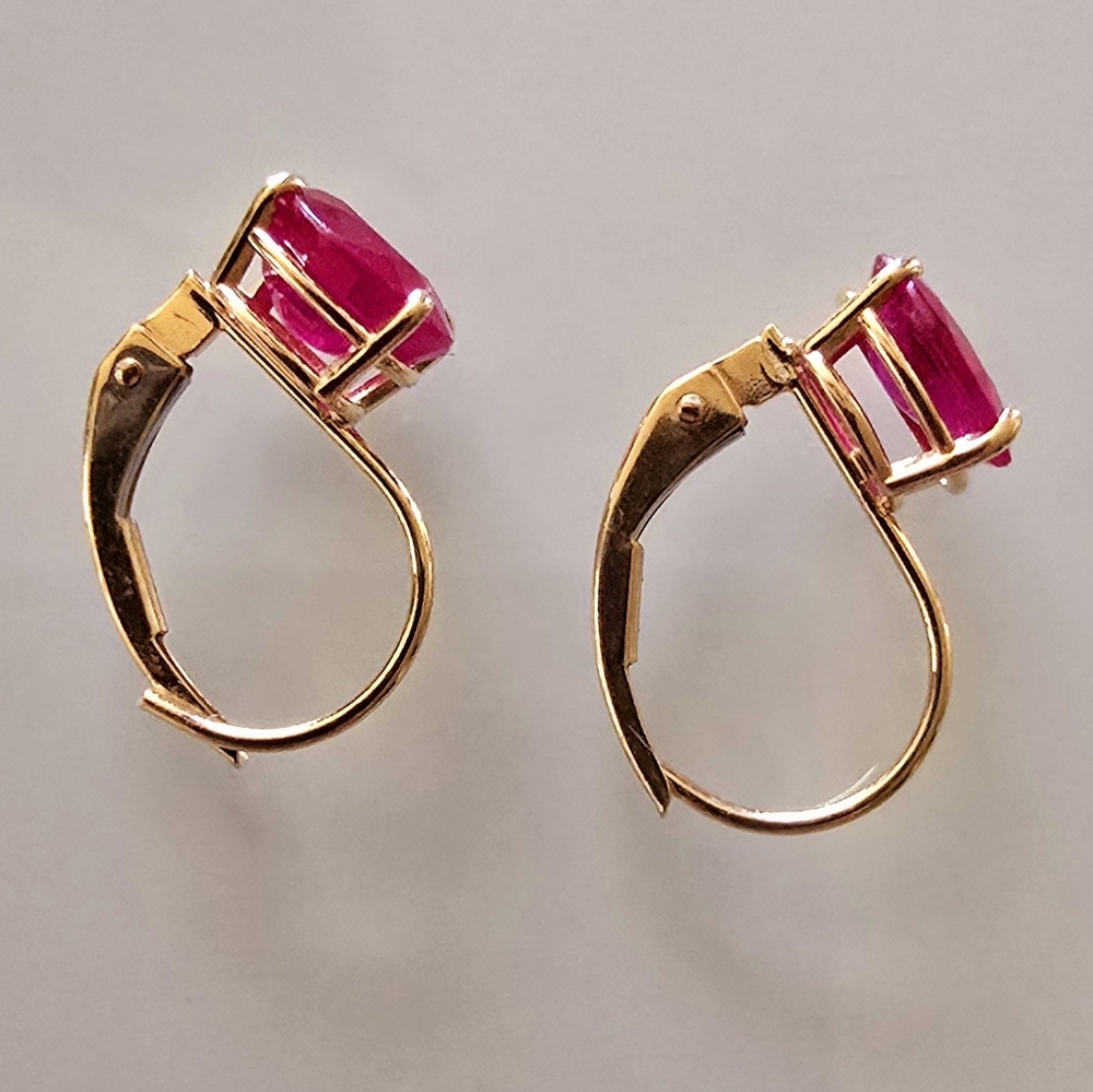 14k Gold Ruby lever bk earrings